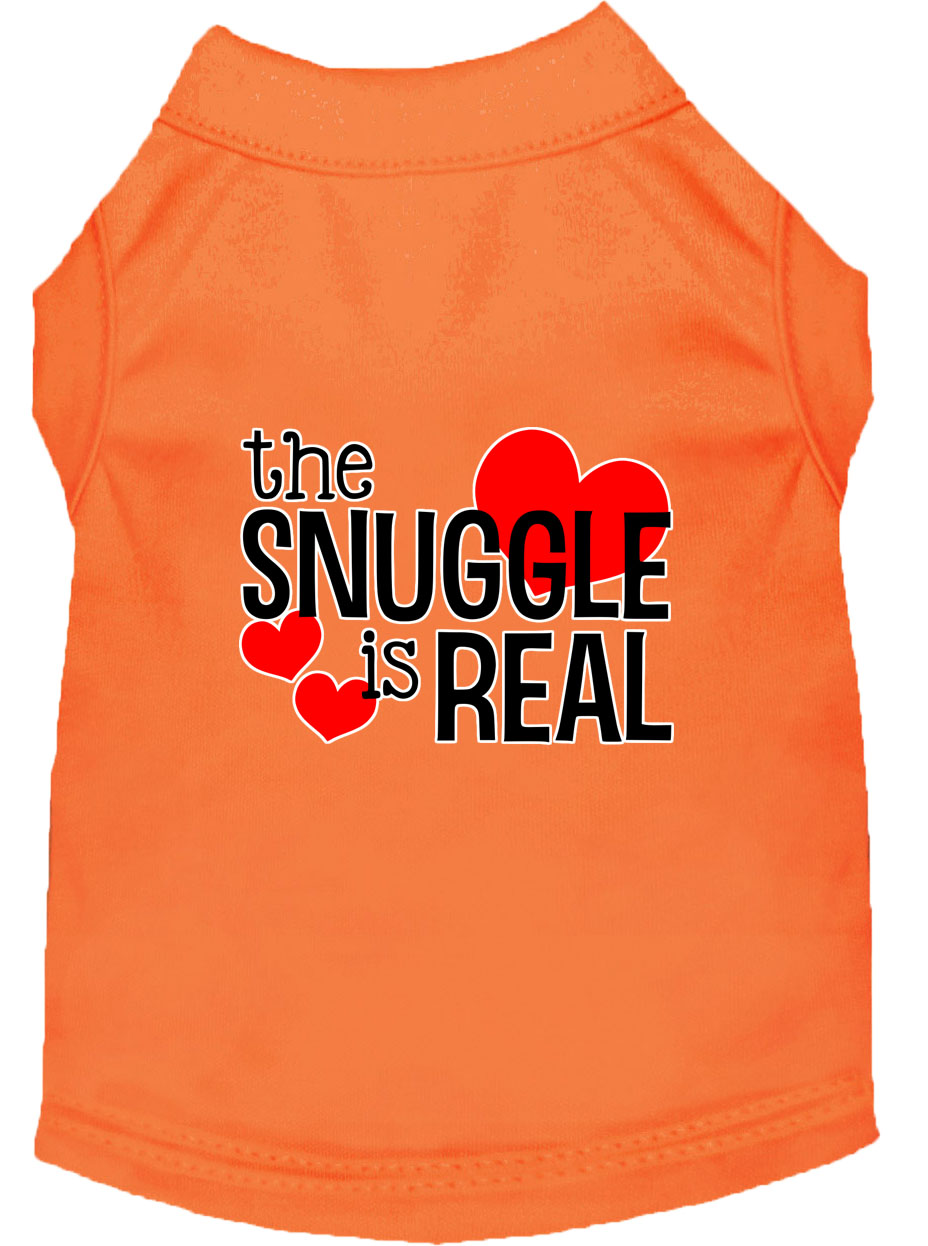 The Snuggle is Real Screen Print Dog Shirt Orange Sm